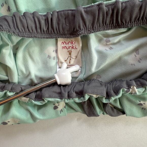 MUNKI MUNKI Womens Pajama Set Mint Green Sheep Print Short Sleeve Top Pants XS - Picture 12 of 14